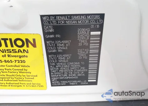 2016 Nissan Rogue S z USA, uszkodzony, nr VIN KNMAT2MT2GP645455